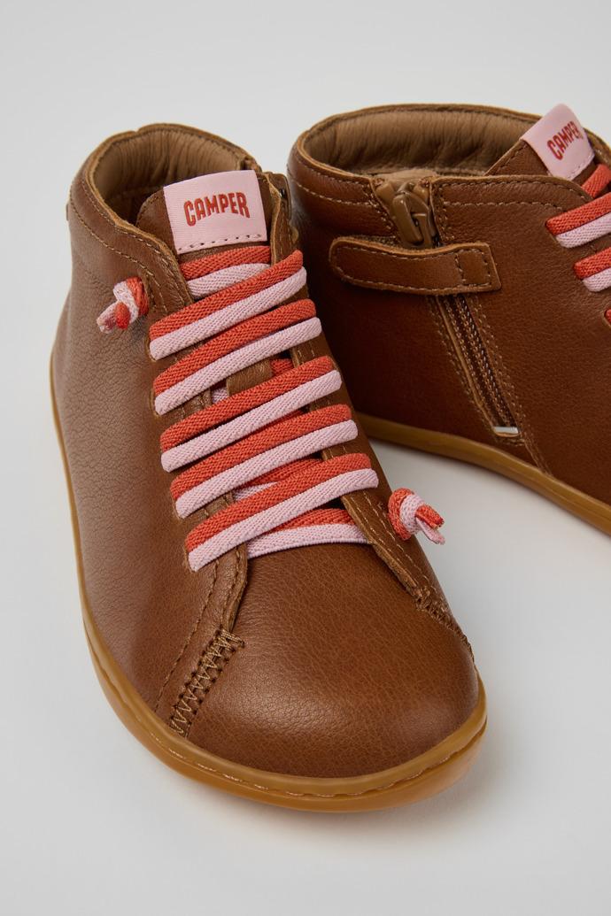 Peu Brown Leather Ankle Boots for Kids. by CAMPER