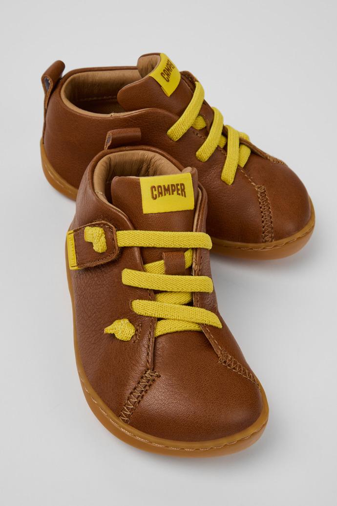 Peu Brown Leather Ankle Boots for Kids. by CAMPER