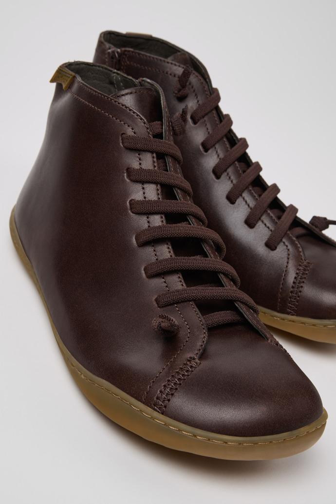 Peu Brown Leather Ankle Boots for Men. by CAMPER