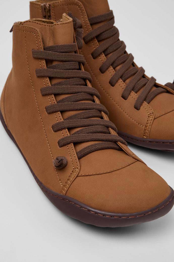Peu Brown Leather Mid Boots for Women. by CAMPER