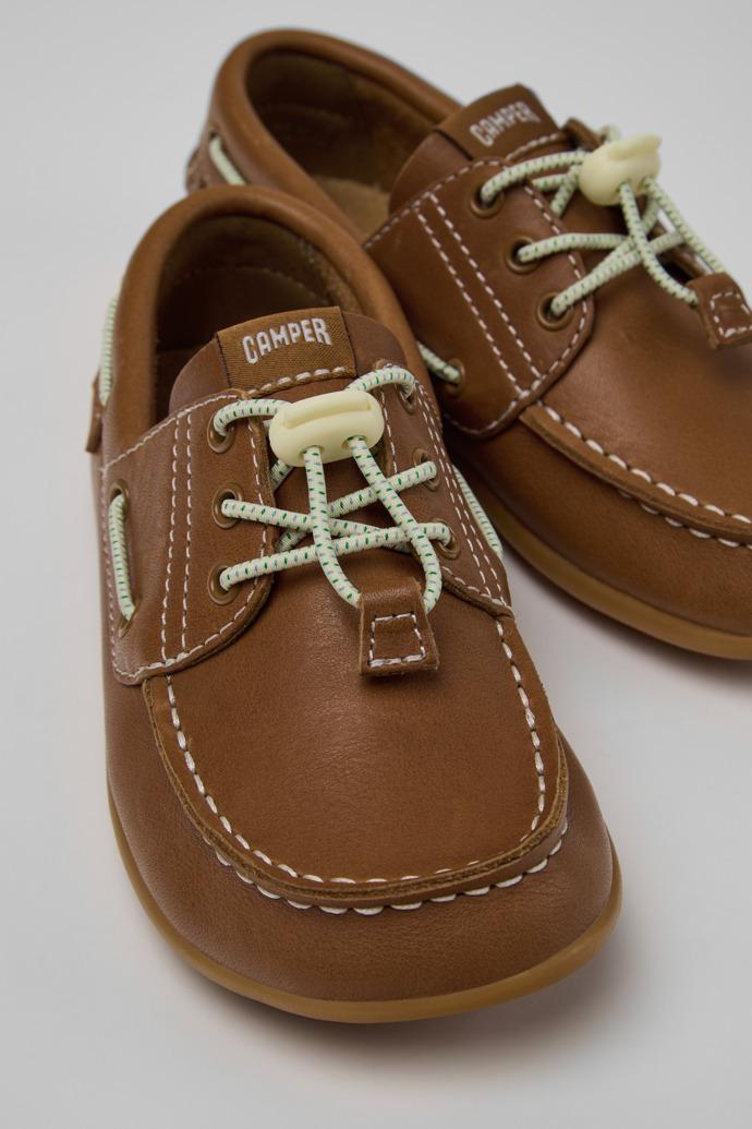 Peu Brown Leather Nautical Shoes for Children. by CAMPER