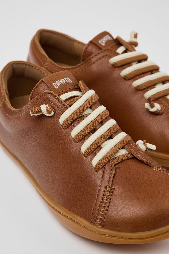 Peu Brown Leather Shoes for kids. by CAMPER