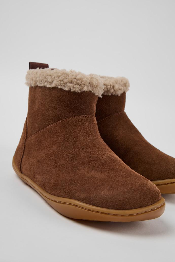 Peu Brown Suede Ankle Boots for Children. by CAMPER