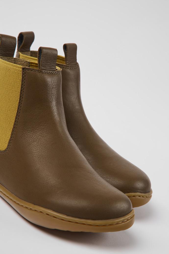 Peu Brown leather ankle boots for kids by CAMPER