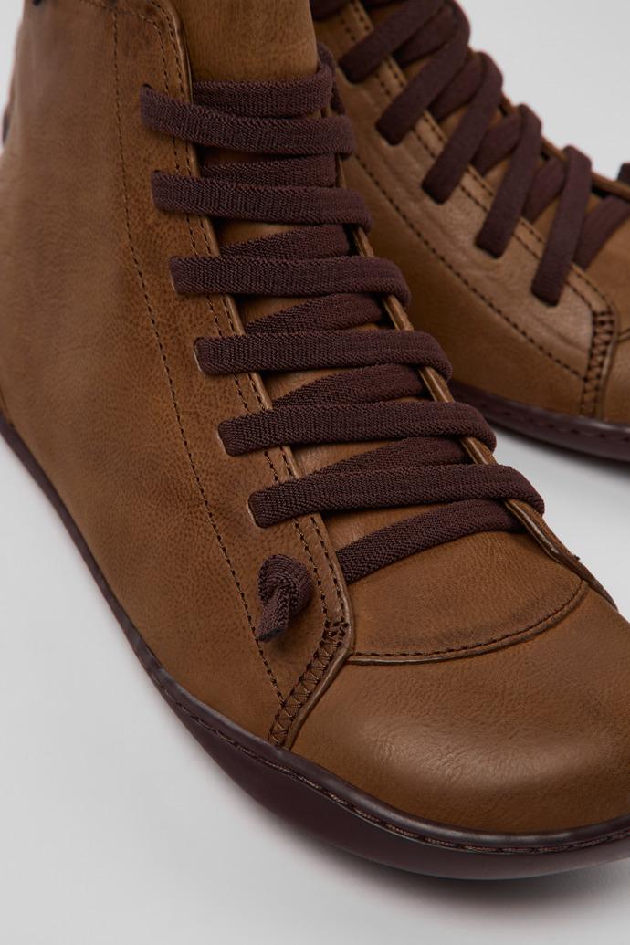 Peu Brown leather ankle boots for women by CAMPER
