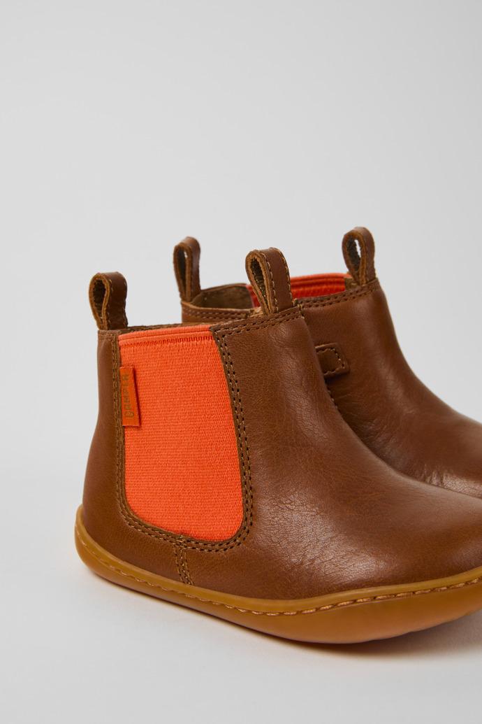 Peu Brown leather boots for kids by CAMPER