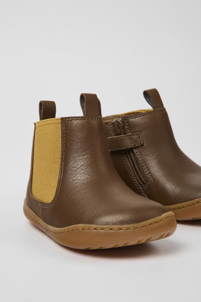 Peu Brown leather boots for kids by CAMPER