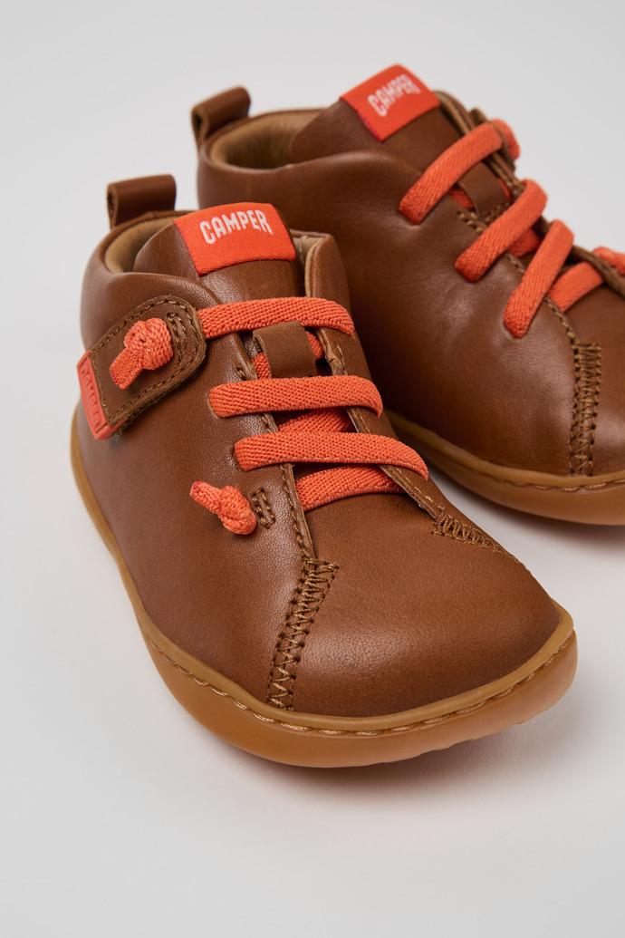 Peu Brown leather shoes for kids by CAMPER