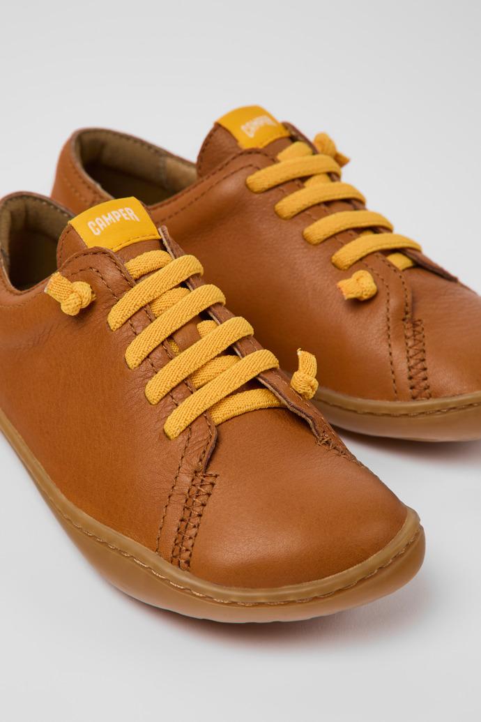 Peu Brown leather shoes for kids by CAMPER