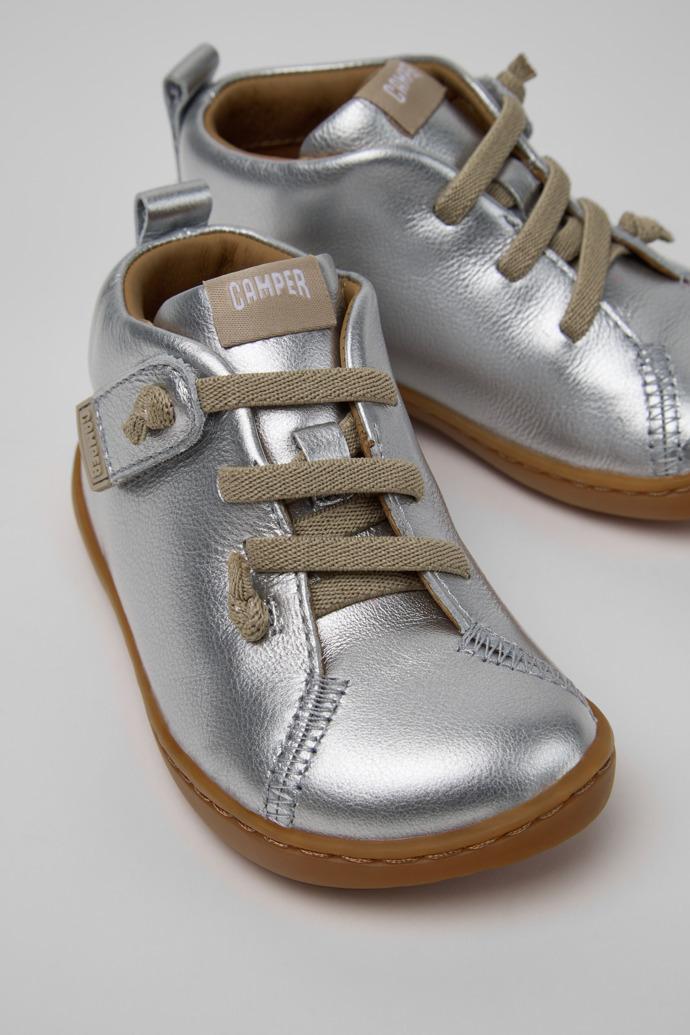 Peu Gray Leather Ankle Boots for Children. by CAMPER
