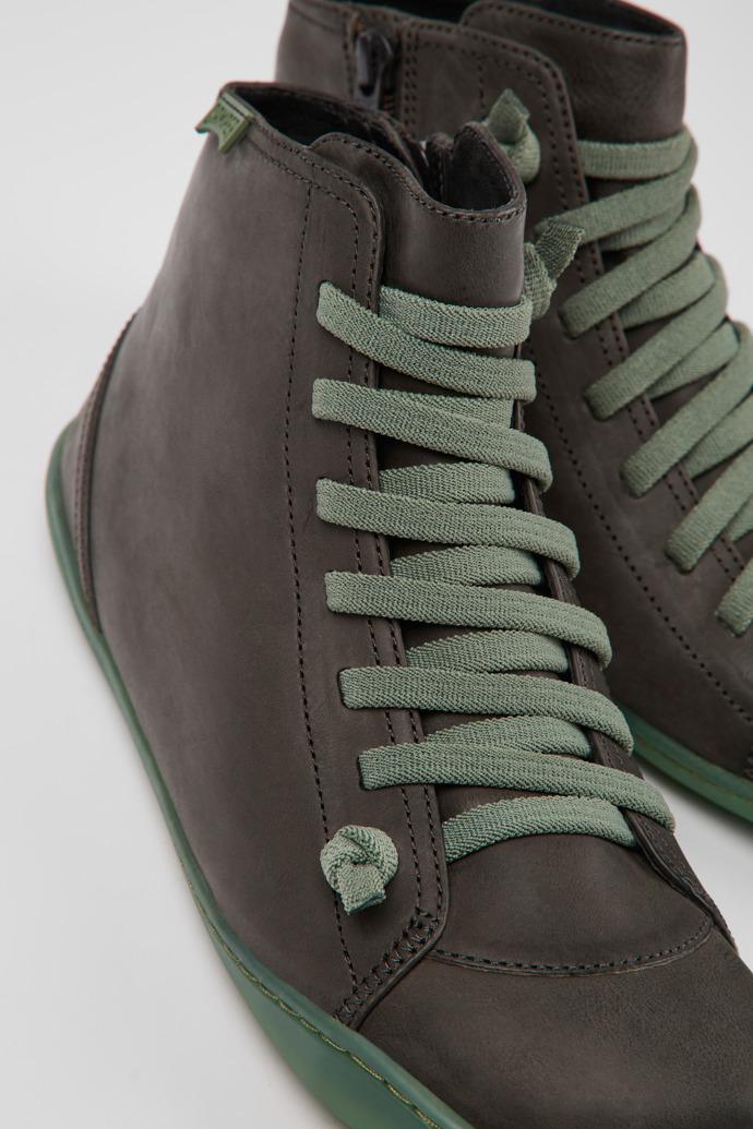 Peu Gray leather ankle boots for women by CAMPER