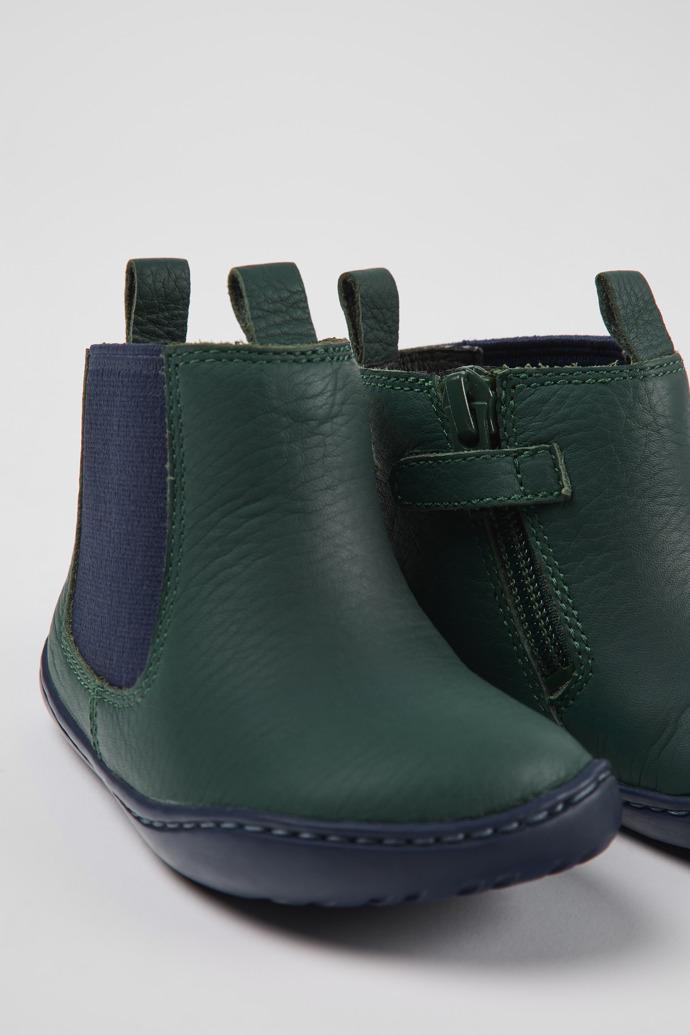 Peu Green and blue leather boots for kids by CAMPER