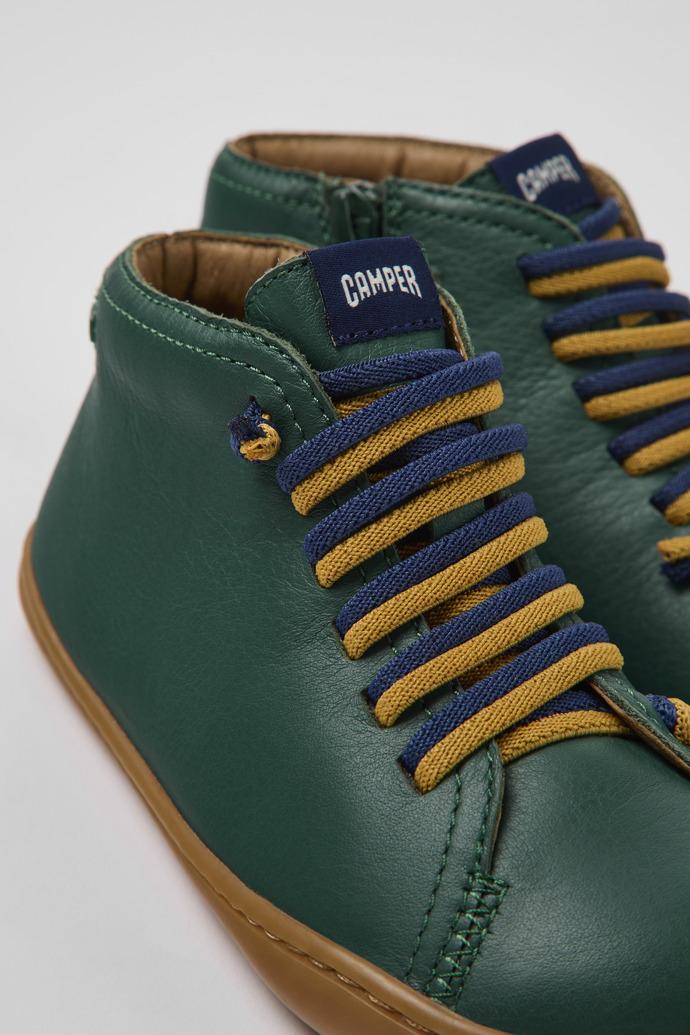 Peu Green leather ankle boots for kids by CAMPER