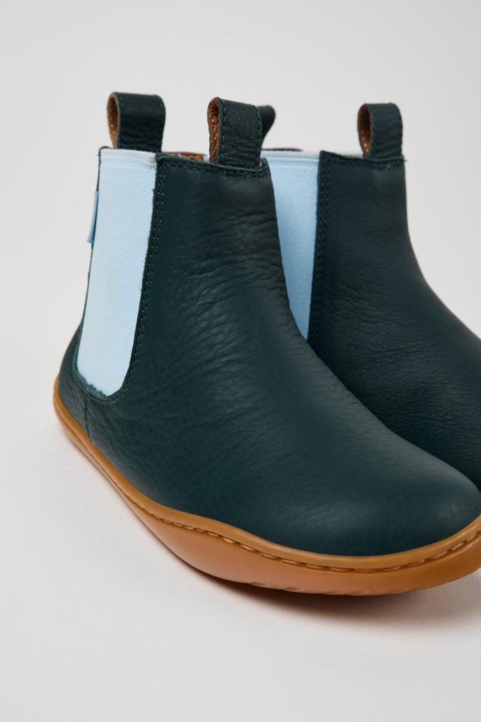 Peu Green leather ankle boots for kids by CAMPER