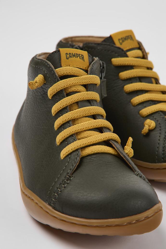 Peu Green leather ankle boots for kids by CAMPER