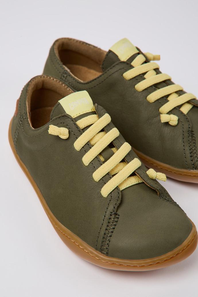 Peu Green leather shoes for kids by CAMPER