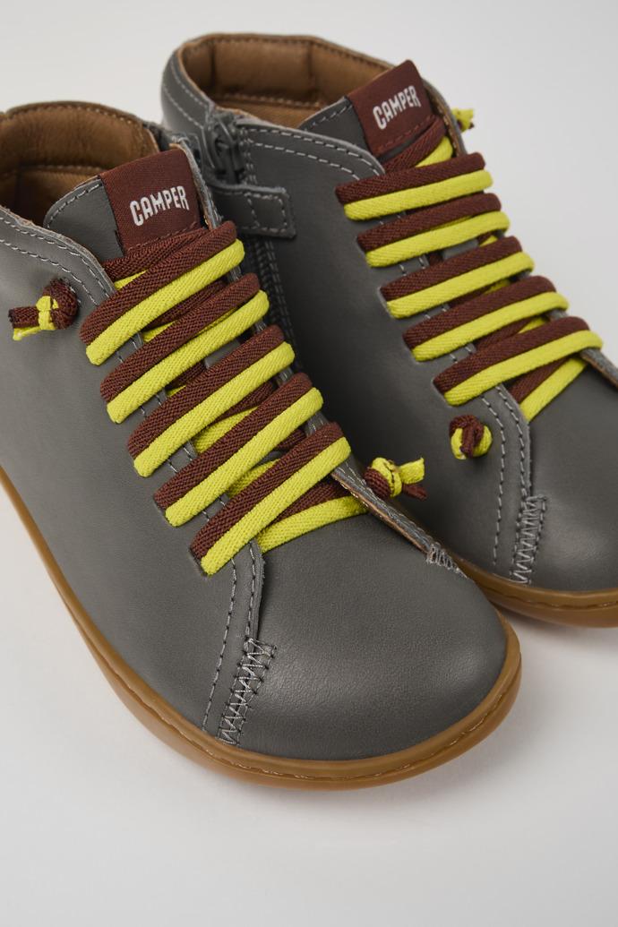 Peu Grey leather ankle boots for kids by CAMPER