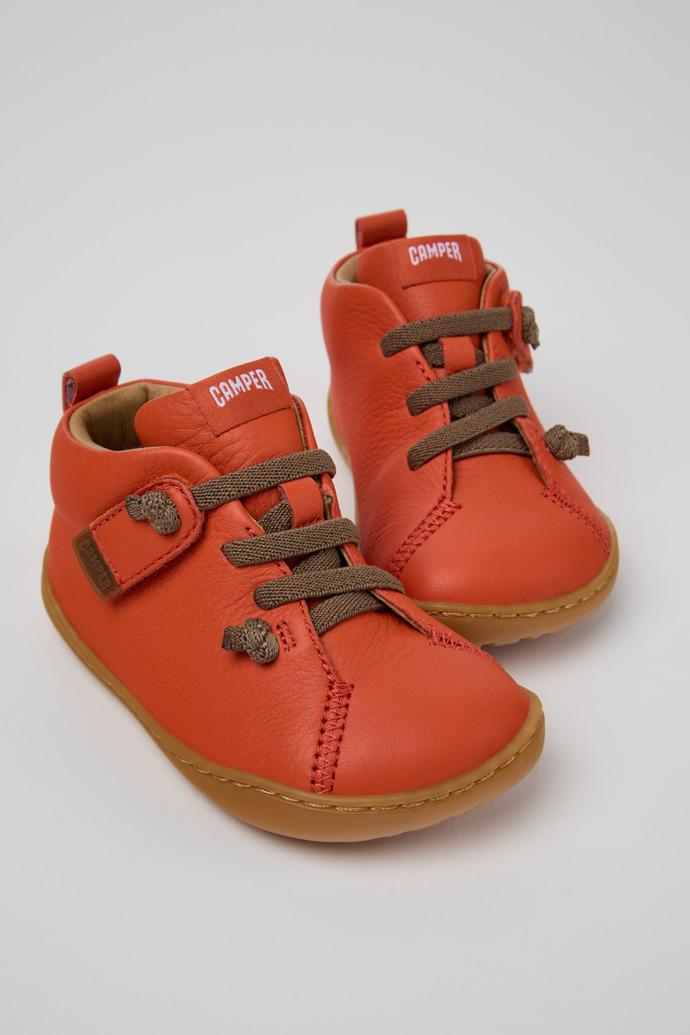 Peu Orange Leather Ankle Boots for Kids. by CAMPER