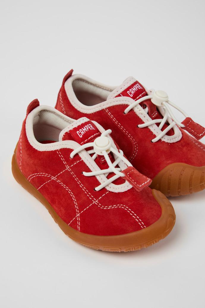Peu Path Red Nubuck Leather Sneakers for kids. by CAMPER
