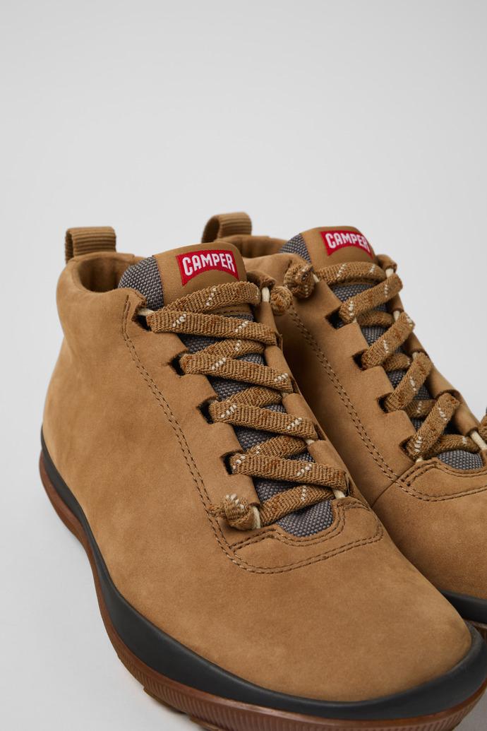 Peu Pista Brown Nubuck and Textile Ankle Boots for Women by CAMPER