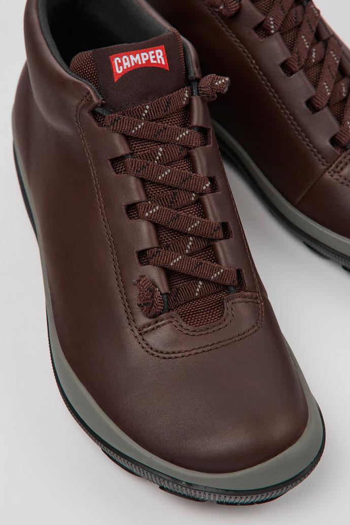 Peu Pista Burgundy leather sneakers for women by CAMPER