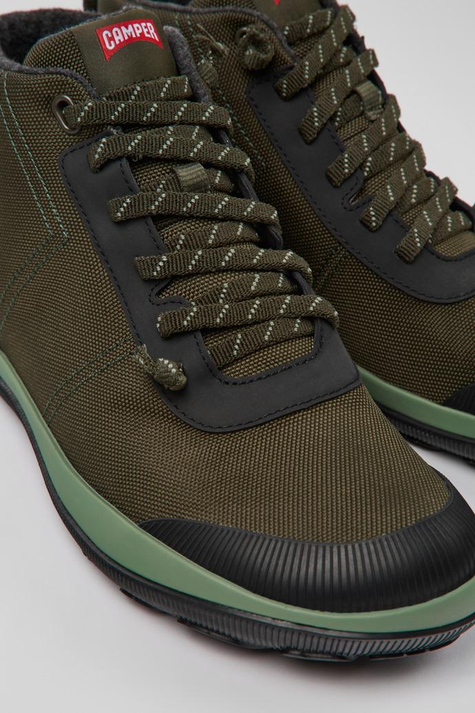 Peu Pista Green-gray textile ankle boots for men by CAMPER