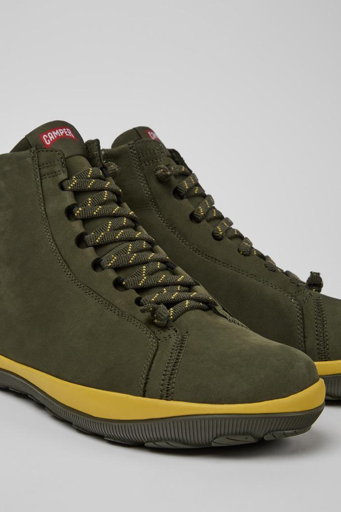 Peu Pista Green nubuck ankle boots for men by CAMPER