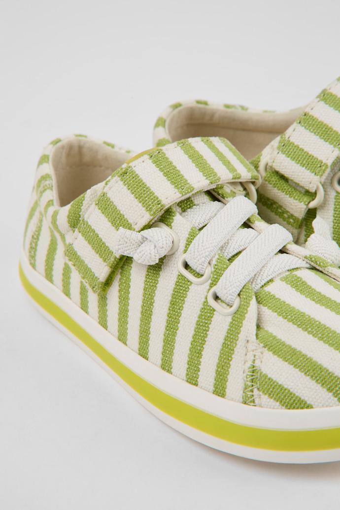 Peu Rambla Green and white striped recycled cotton shoes for kids by CAMPER