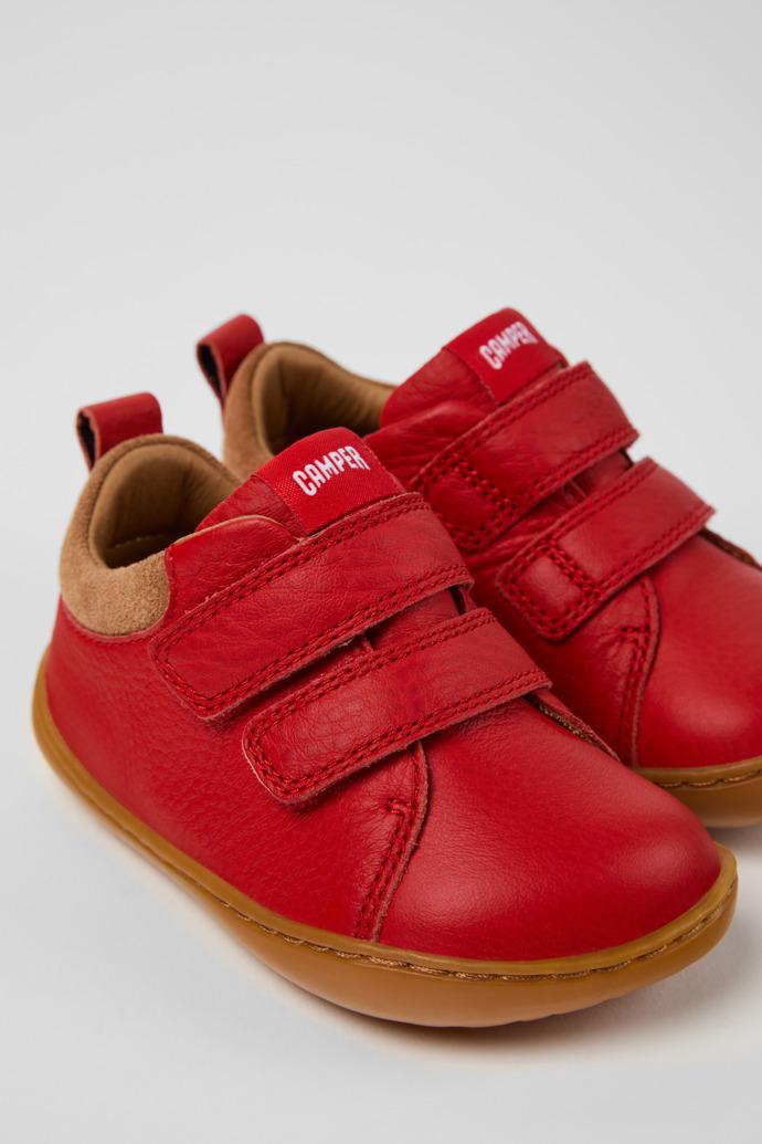 Peu Red and Brown Leather and Nubuck Sneakers for kids. by CAMPER