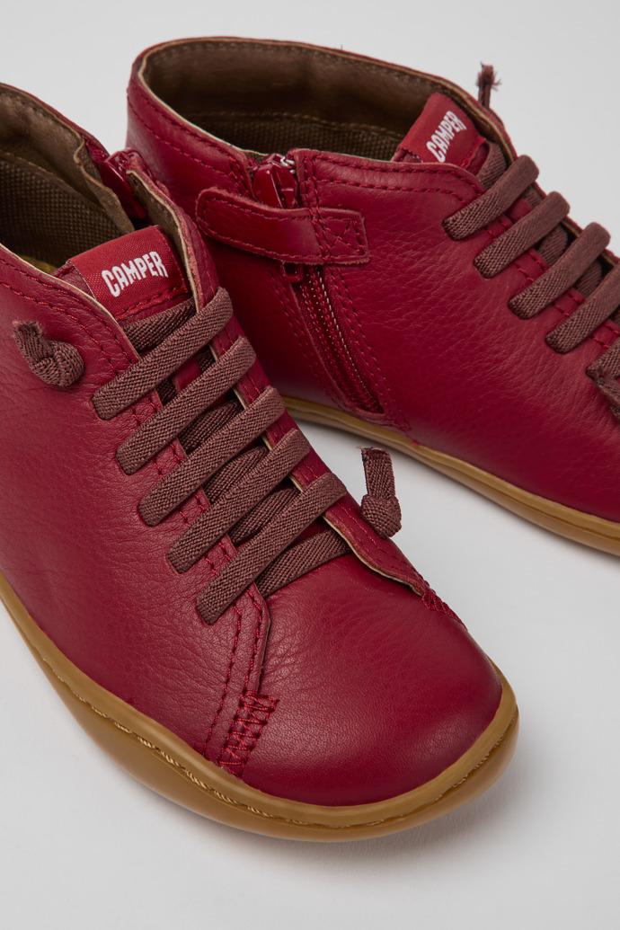 Peu Red leather ankle boots by CAMPER