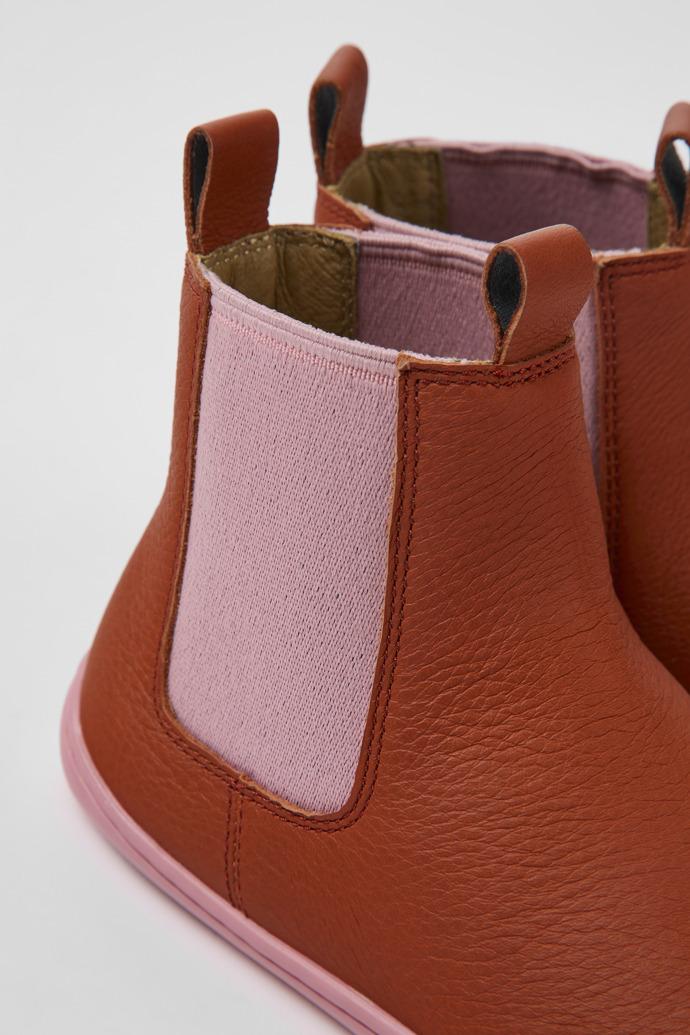 Peu Red leather ankle boots for kids by CAMPER
