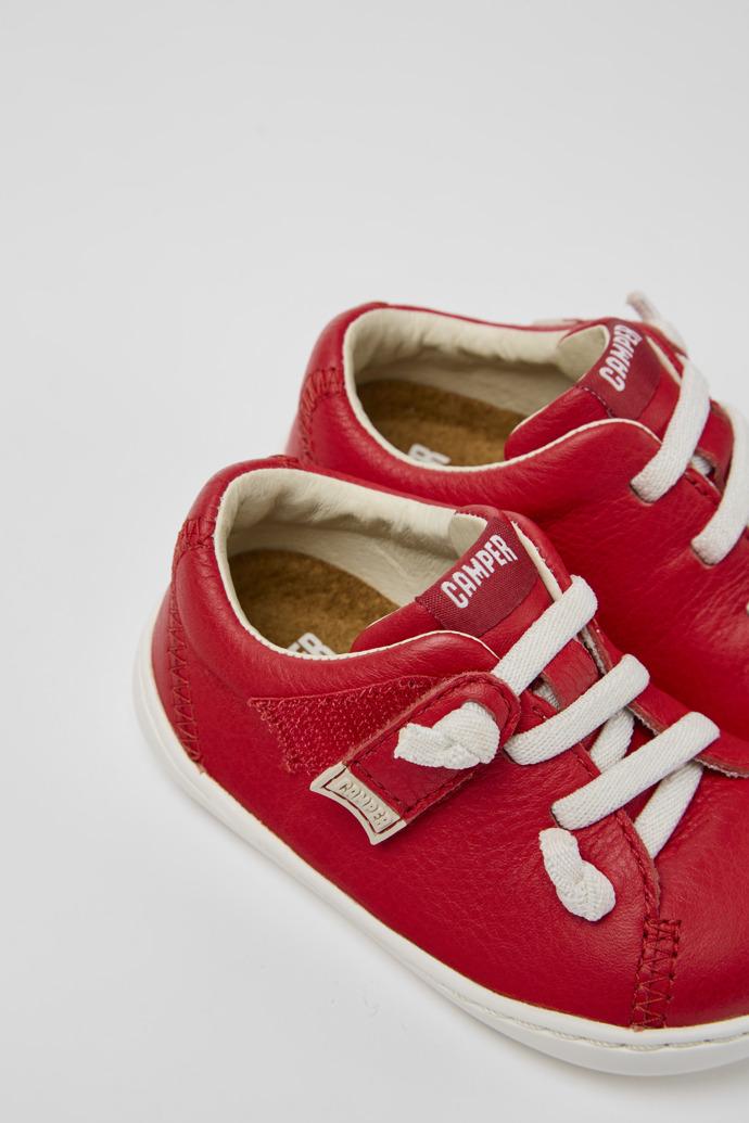 Peu Red leather shoes for kids by CAMPER