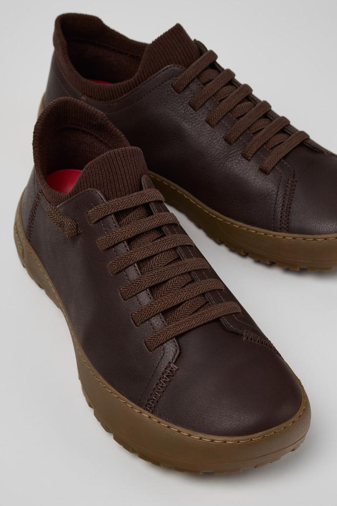 Peu Serra Brown Regenerative Leather and Textile Shoes for Men. by CAMPER