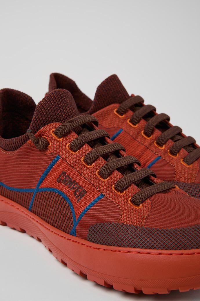 Peu Serra Burgundy Orange Recycled PET Jacquard Sneakers for Women. by CAMPER