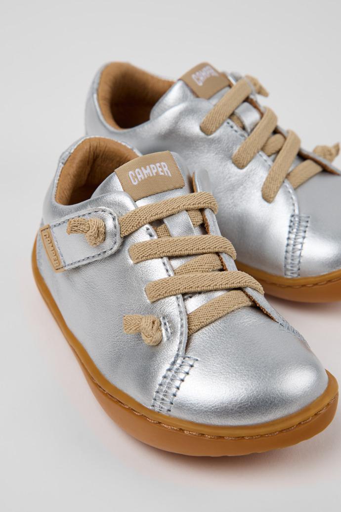 Peu Silver Leather Kids' Shoes. by CAMPER