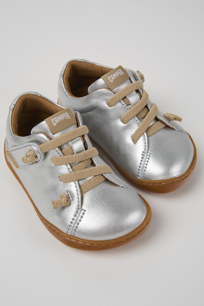 Peu Silver Leather Kids' Shoes. by CAMPER