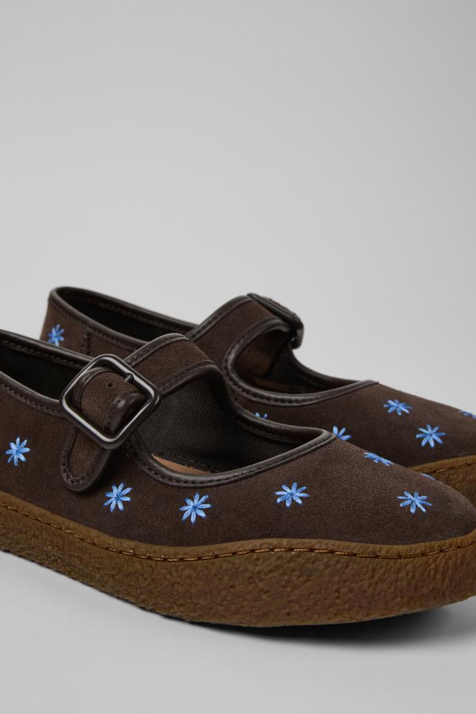 Peu Terreno Brown Suede and Leather Ballerinas for Women. by CAMPER