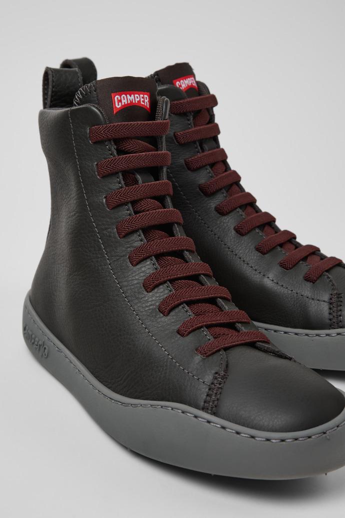 Peu Touring Gray Leather Mid Boots for Women. by CAMPER