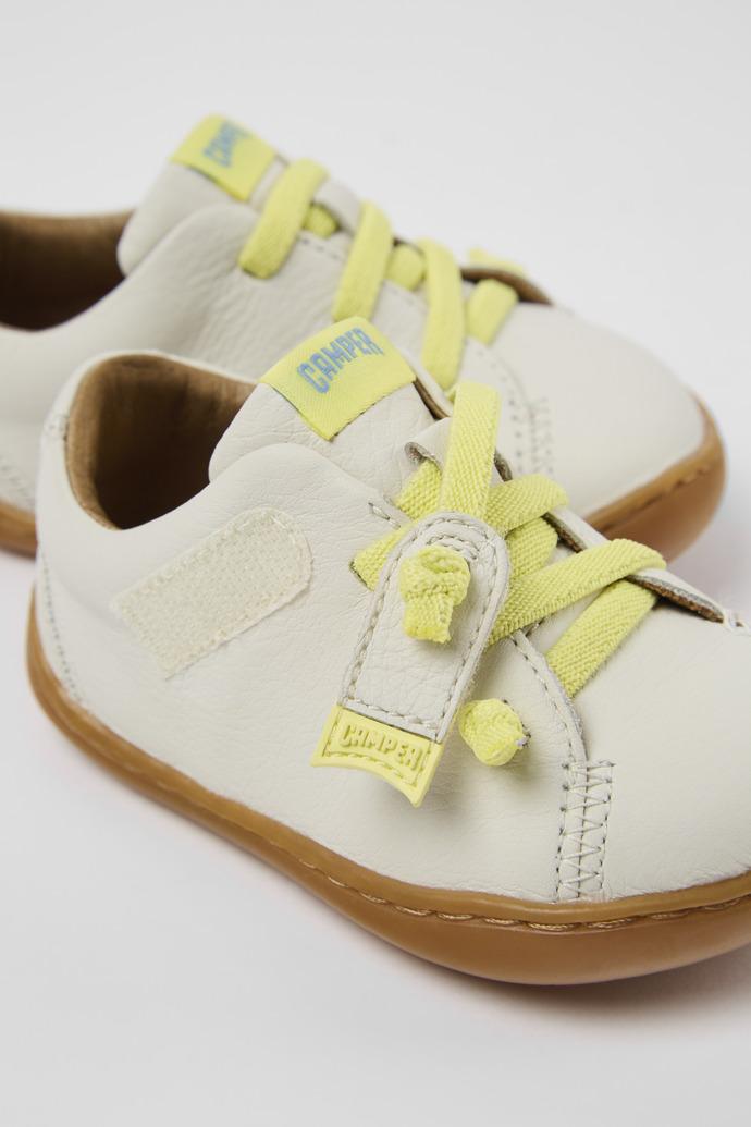 Peu White leather shoes for kids by CAMPER