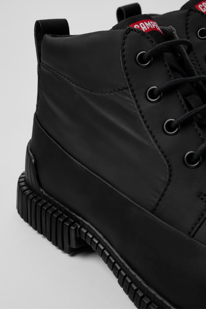 Pix Black recycled leather lace-up boots for men by CAMPER