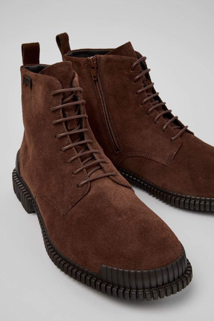 Pix Brown Suede Leather Ankle Boots for Men. by CAMPER