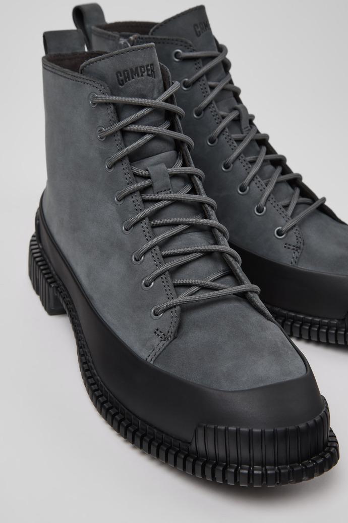 Pix Gray Nubuck and Leather Ankle Boots for Women. by CAMPER