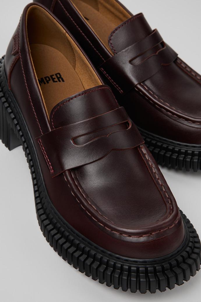 Pix London Burgundy Leather Moccasins for Men. by CAMPER