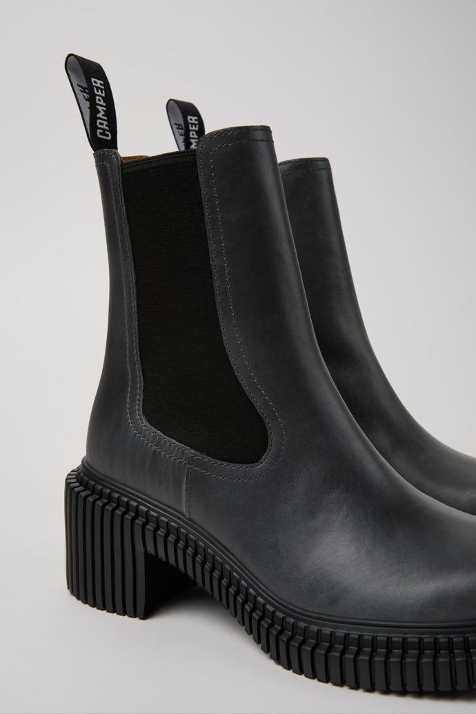 Pix London Gray Leather Mid Boots for Women. by CAMPER