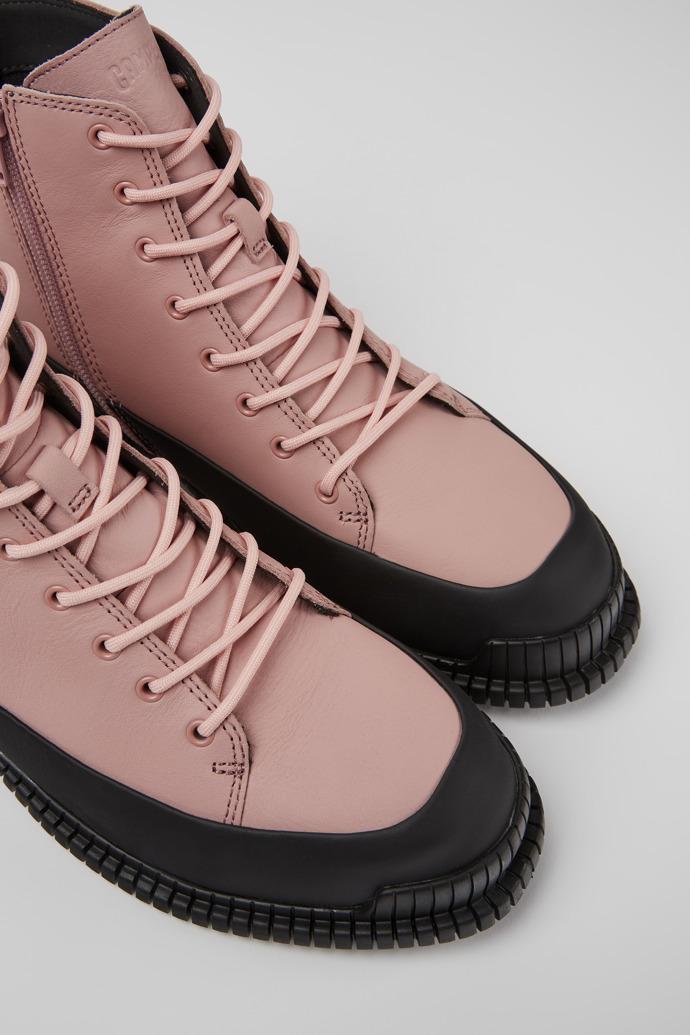 Pix Pink and black leather lace-up boots for women by CAMPER