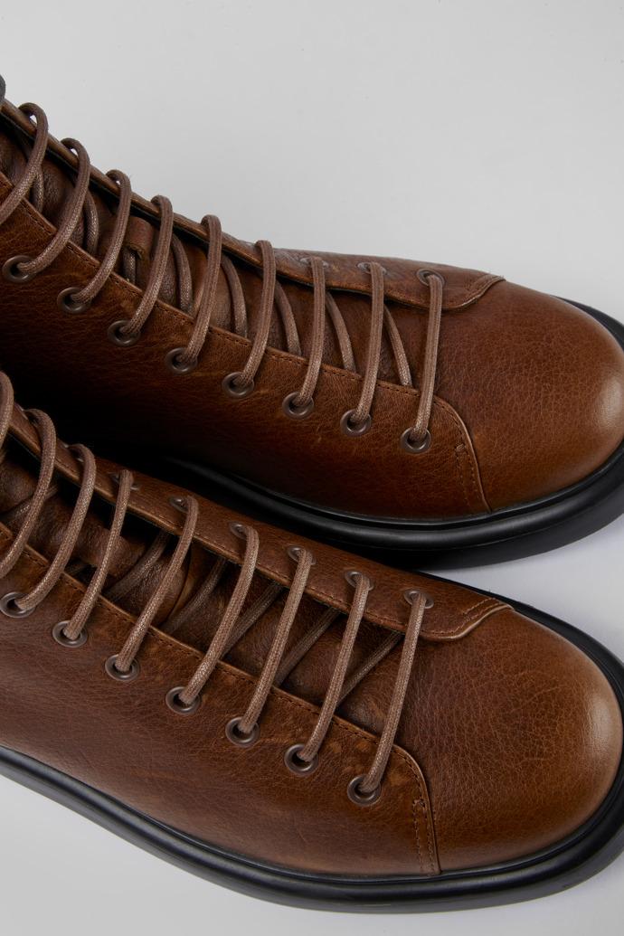 Poligono Brown leather ankle boots for men by CAMPER