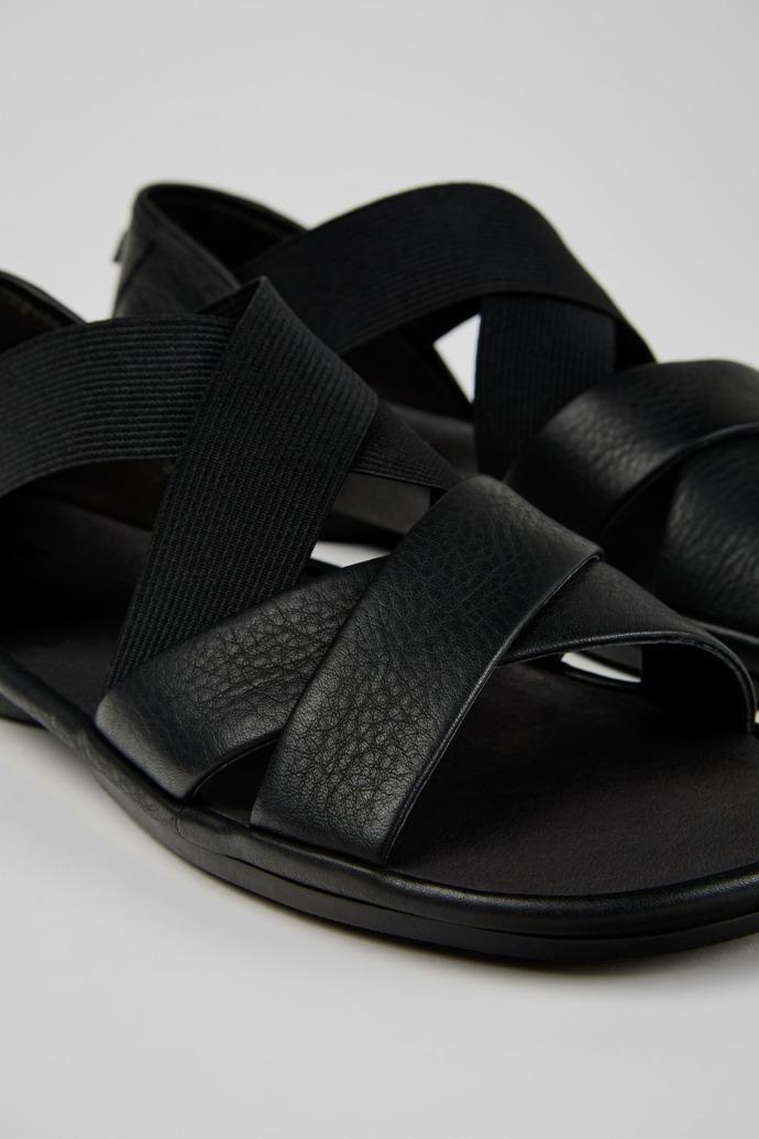 Right Black Leather and Textile Sandals for Women. by CAMPER