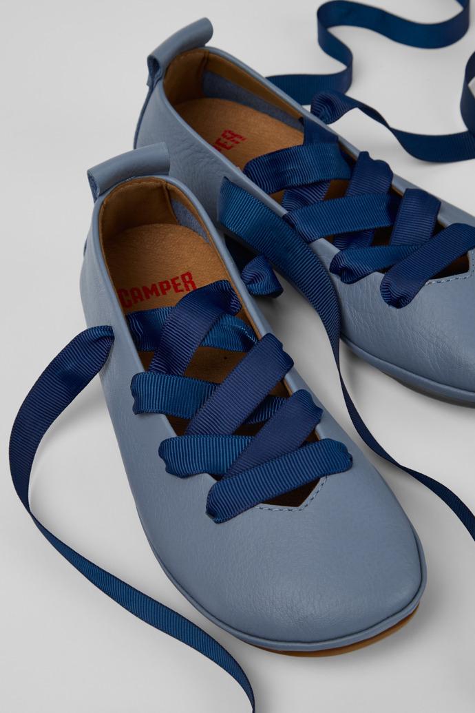 Right Blue Leather Ballerinas for kids. by CAMPER