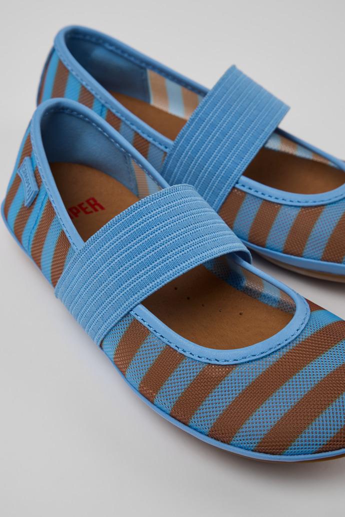 Right Blue Textile and Leather Ballerinas for kids. by CAMPER
