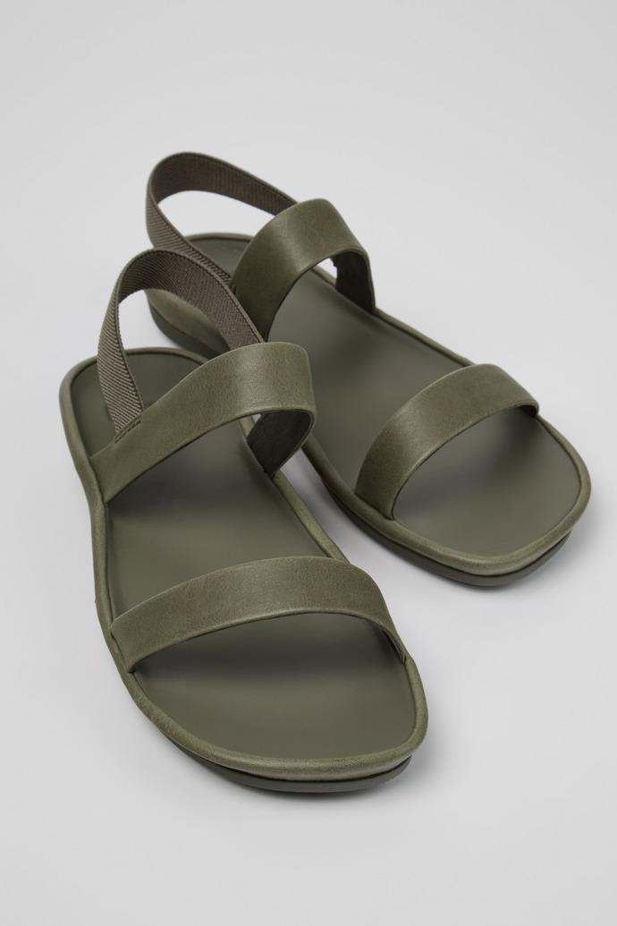Right Isla Green Leather Sandals for Women. by CAMPER